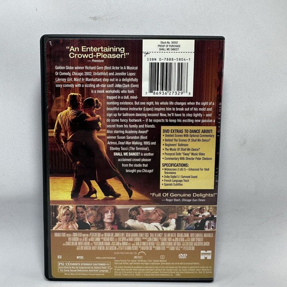 Shall We Dance Movie DVD Wide Screen Watched Once Richard Gere‎ J Lo Susan Saran - Picture 4 of 6